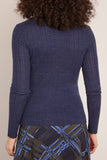 Tanya Taylor Crew Neck Kayden Top in Melange Navy