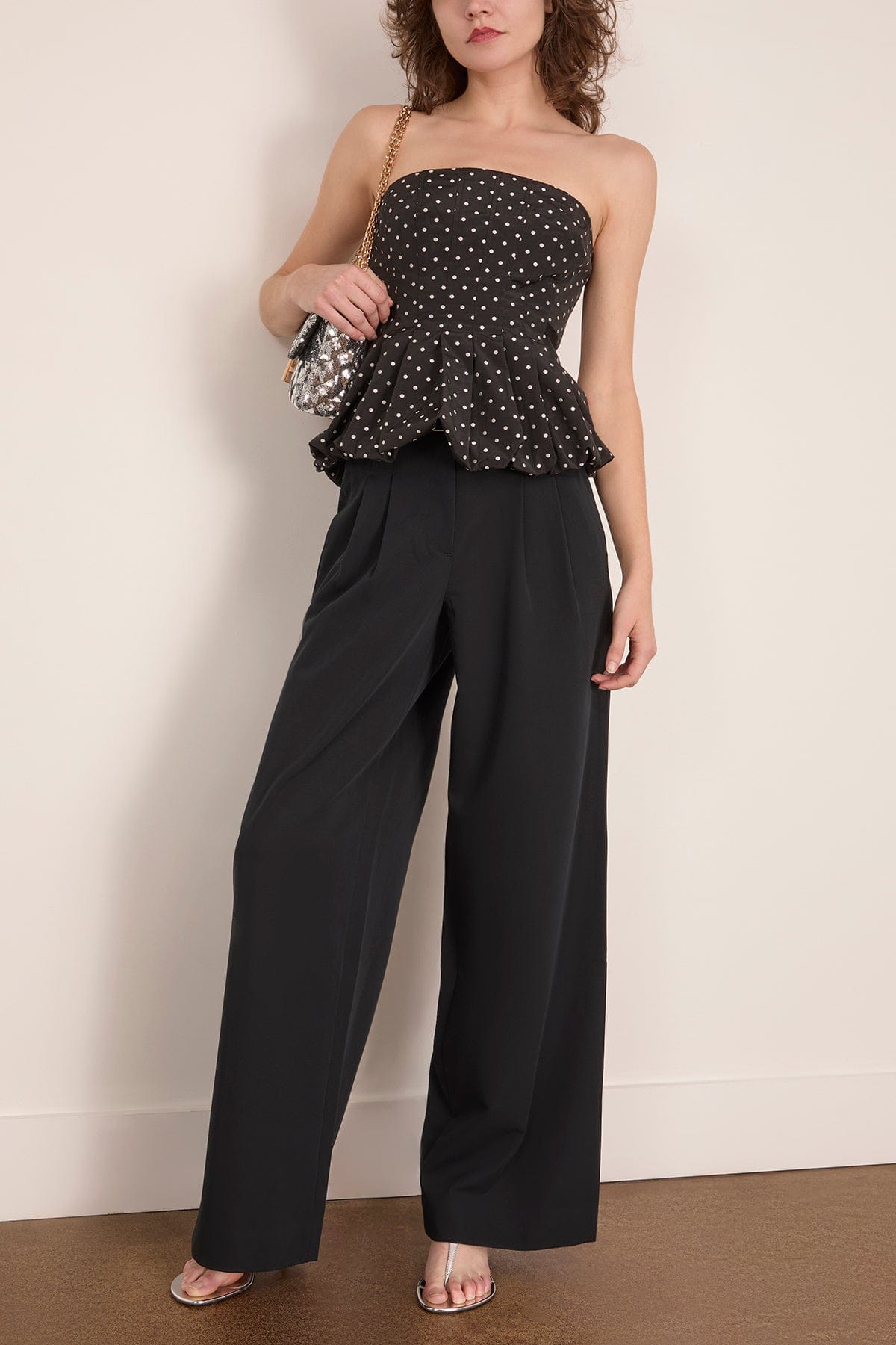 Tanya Taylor Farah Top in Black/Ivory Multi