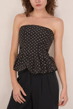 Tanya Taylor Farah Top in Black/Ivory Multi
