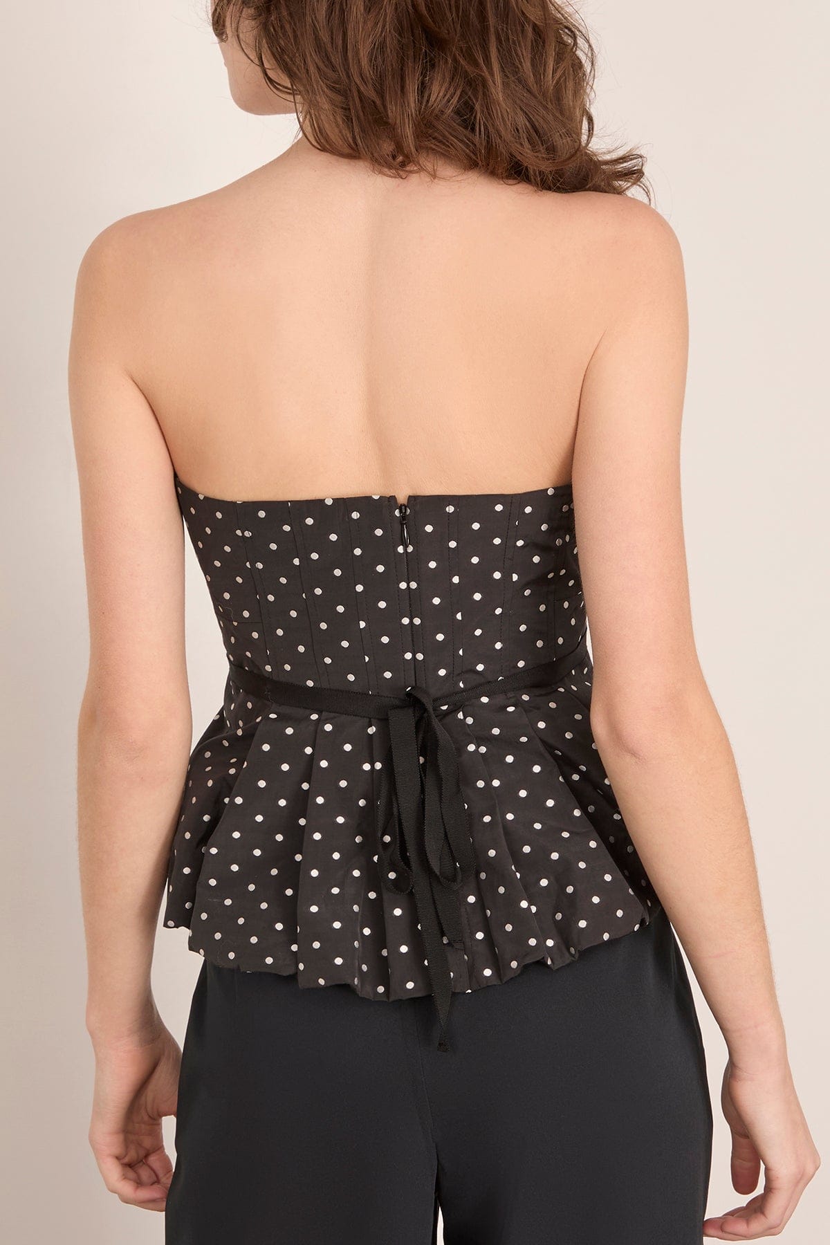 Tanya Taylor Farah Top in Black/Ivory Multi