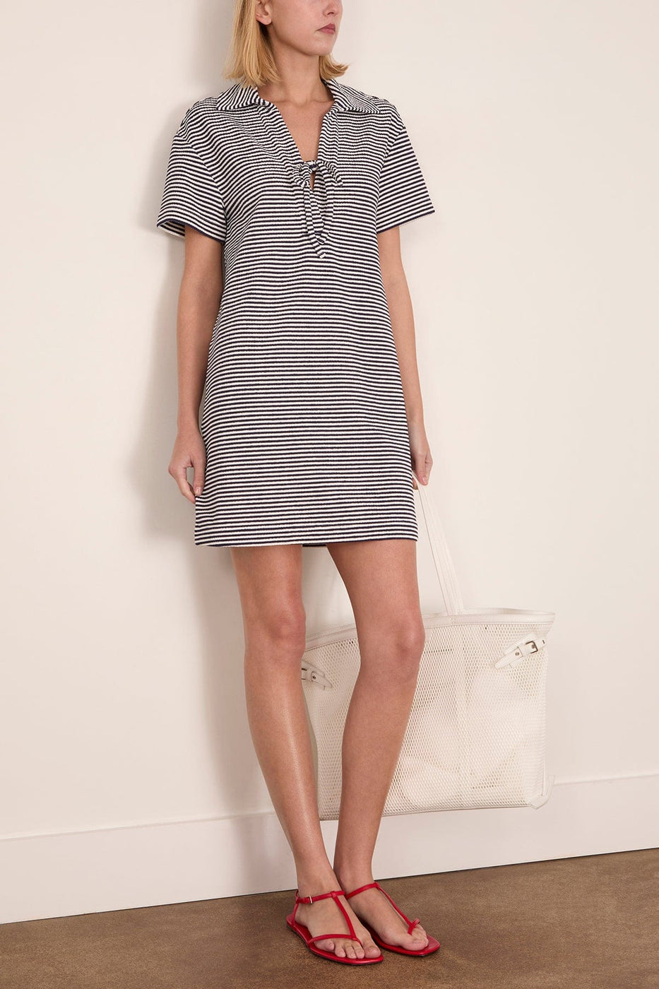 Tanya Taylor Joni Dress in Maritime Blue/Cream Multi