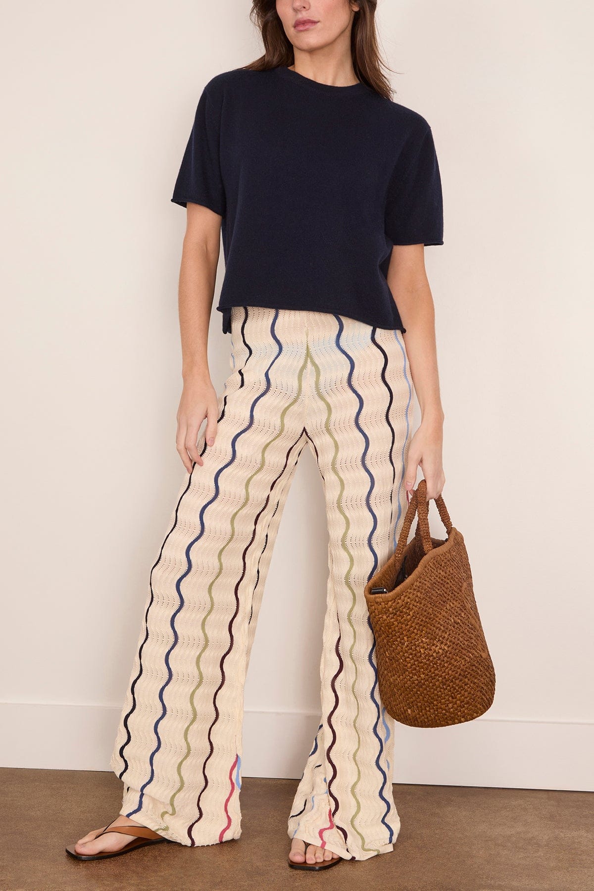 Tanya Taylor Lesley Knit Pant in Cream Multi