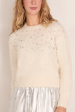 Tanya Taylor Lexia Embellished Sweater in Cream