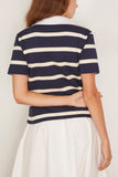 Tanya Taylor Melanie Top in Maritime Blue/Cream Wide Stripe