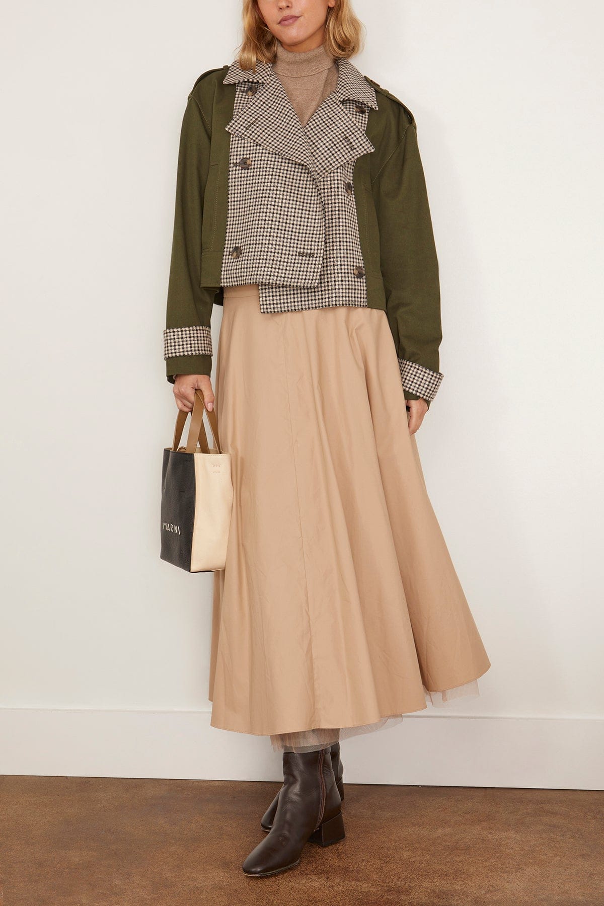 Tanya Taylor Walton Jacket in Army Check Multi