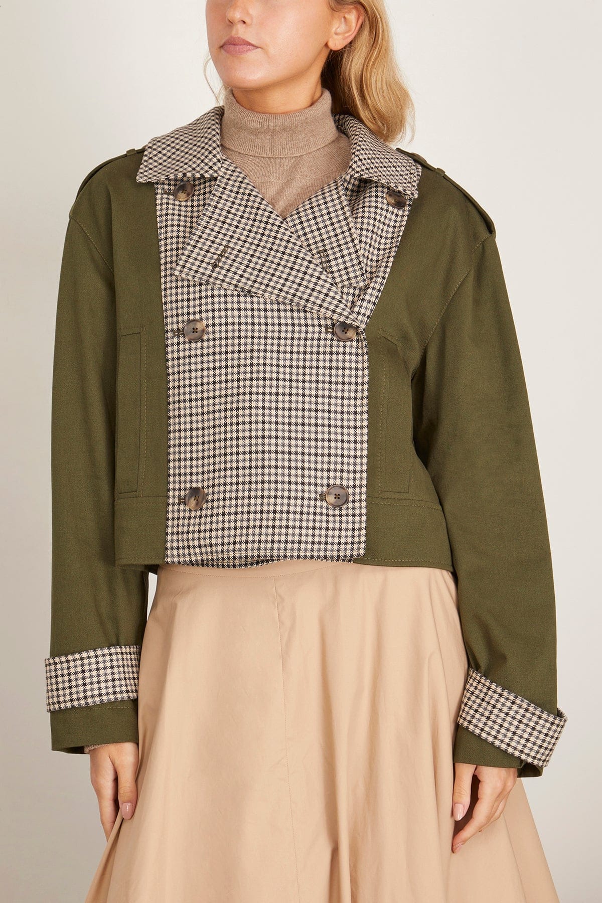 Tanya Taylor Walton Jacket in Army Check Multi