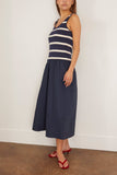 Tanya Taylor Amber Dress in Maritime Blue/Cream Wide Stripe