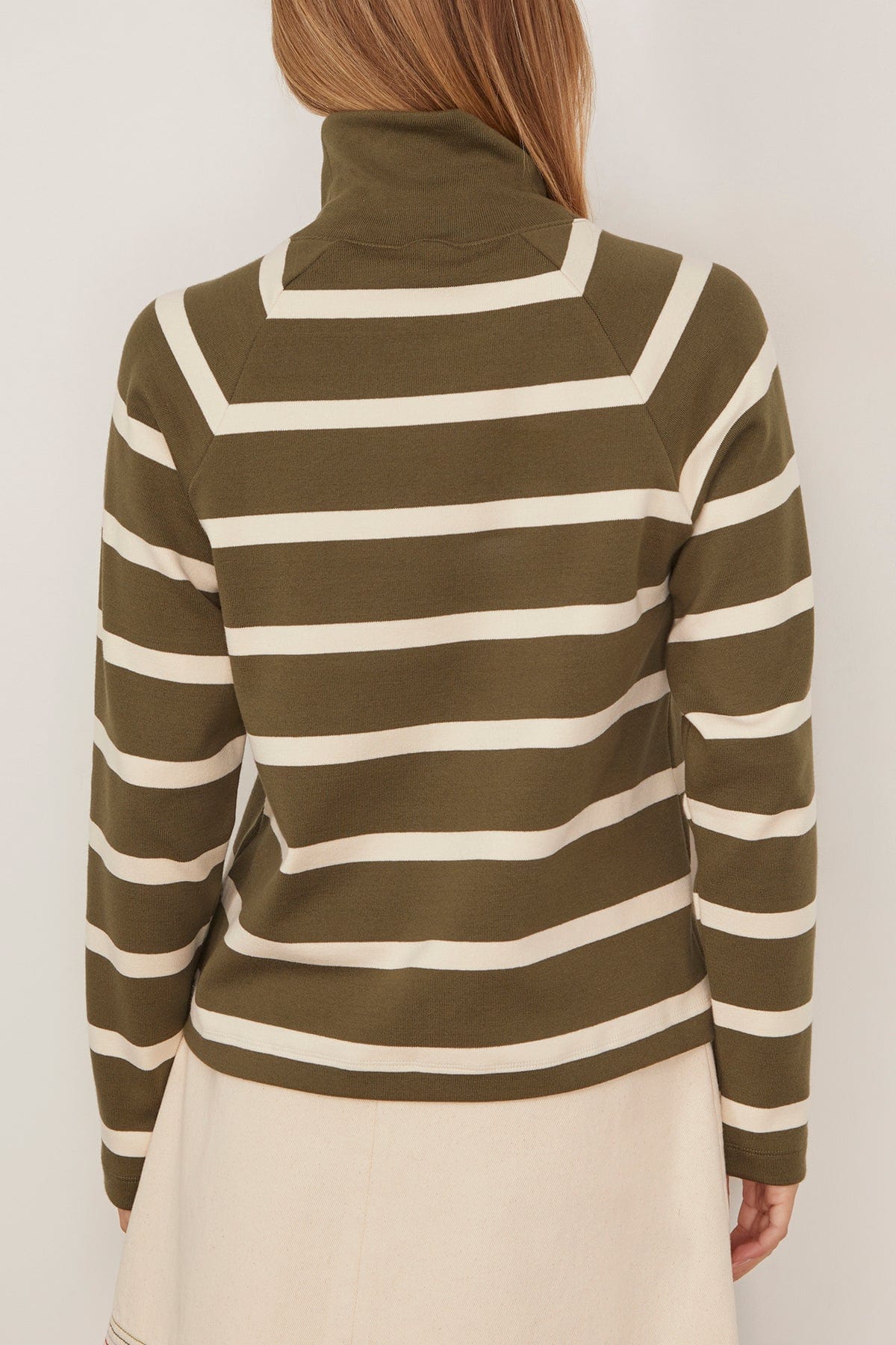 Tanya Taylor Brinkley Top in Army/Chalk Wide Stripe