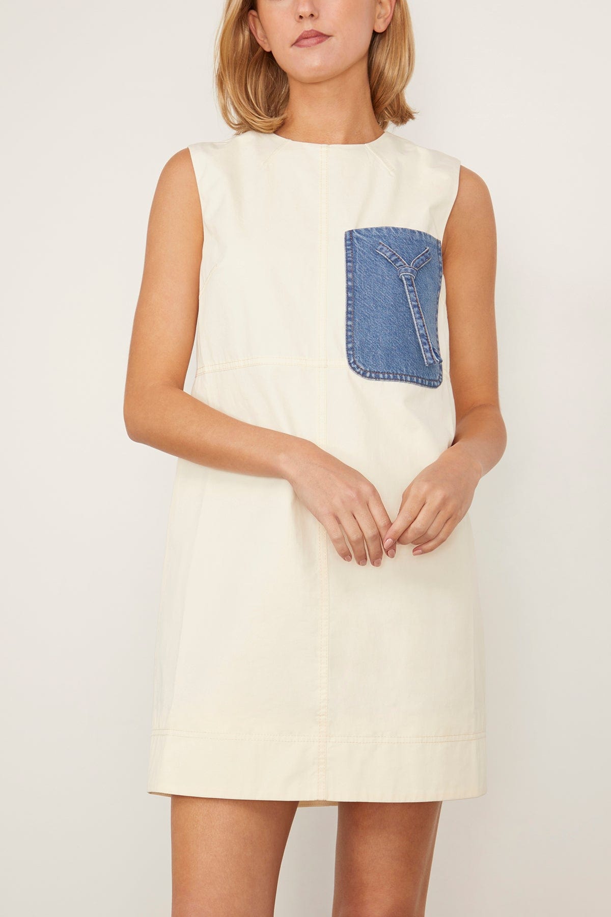 Tanya Taylor Crawford Dress in Ivory with Medium Indigo Multi