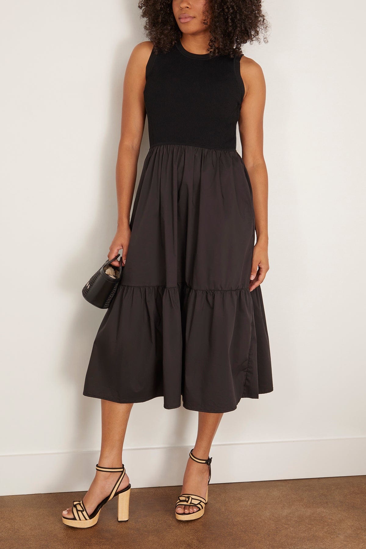 Tanya Taylor Crew Neck Josephina Dress in Black