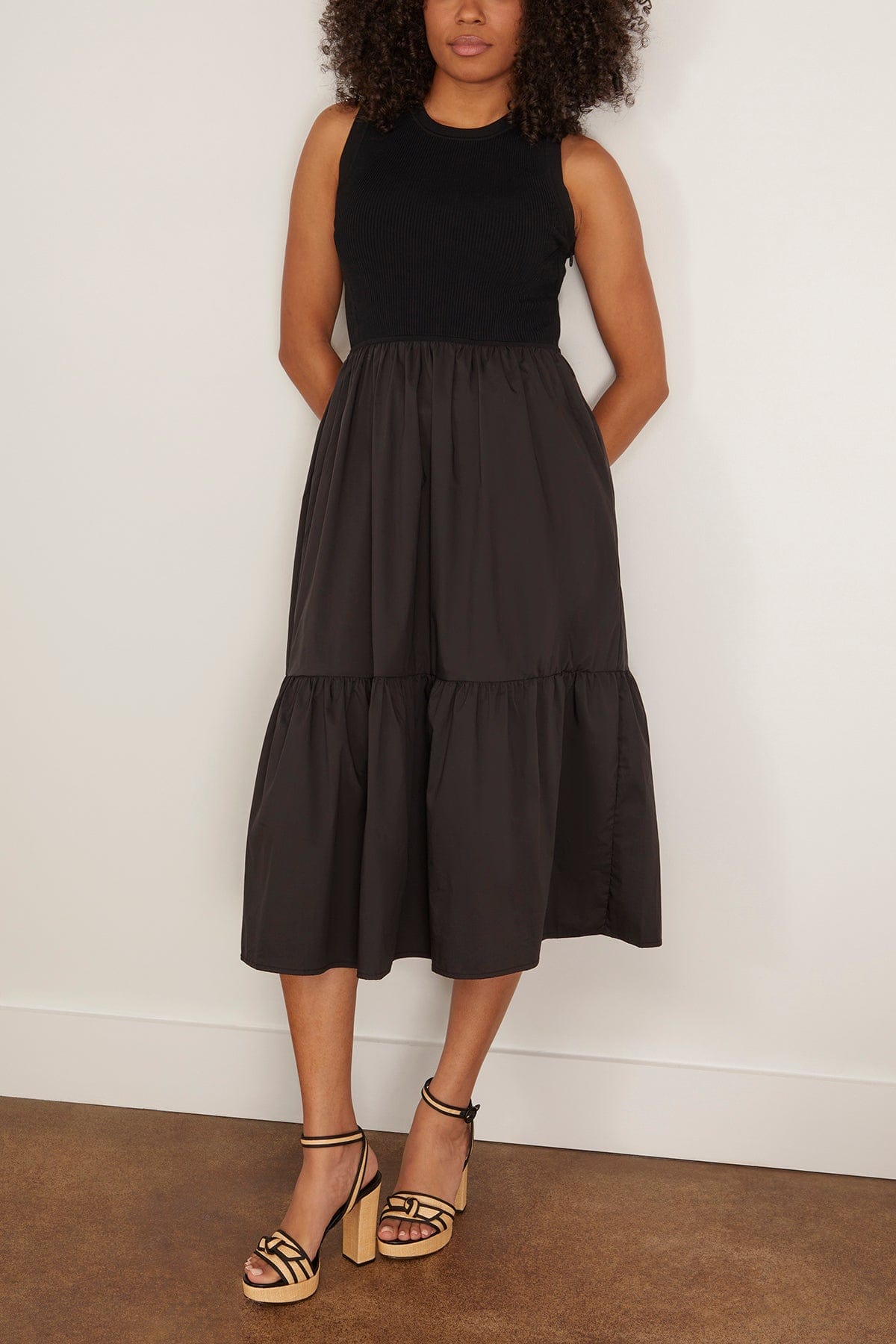Tanya Taylor Crew Neck Josephina Dress in Black