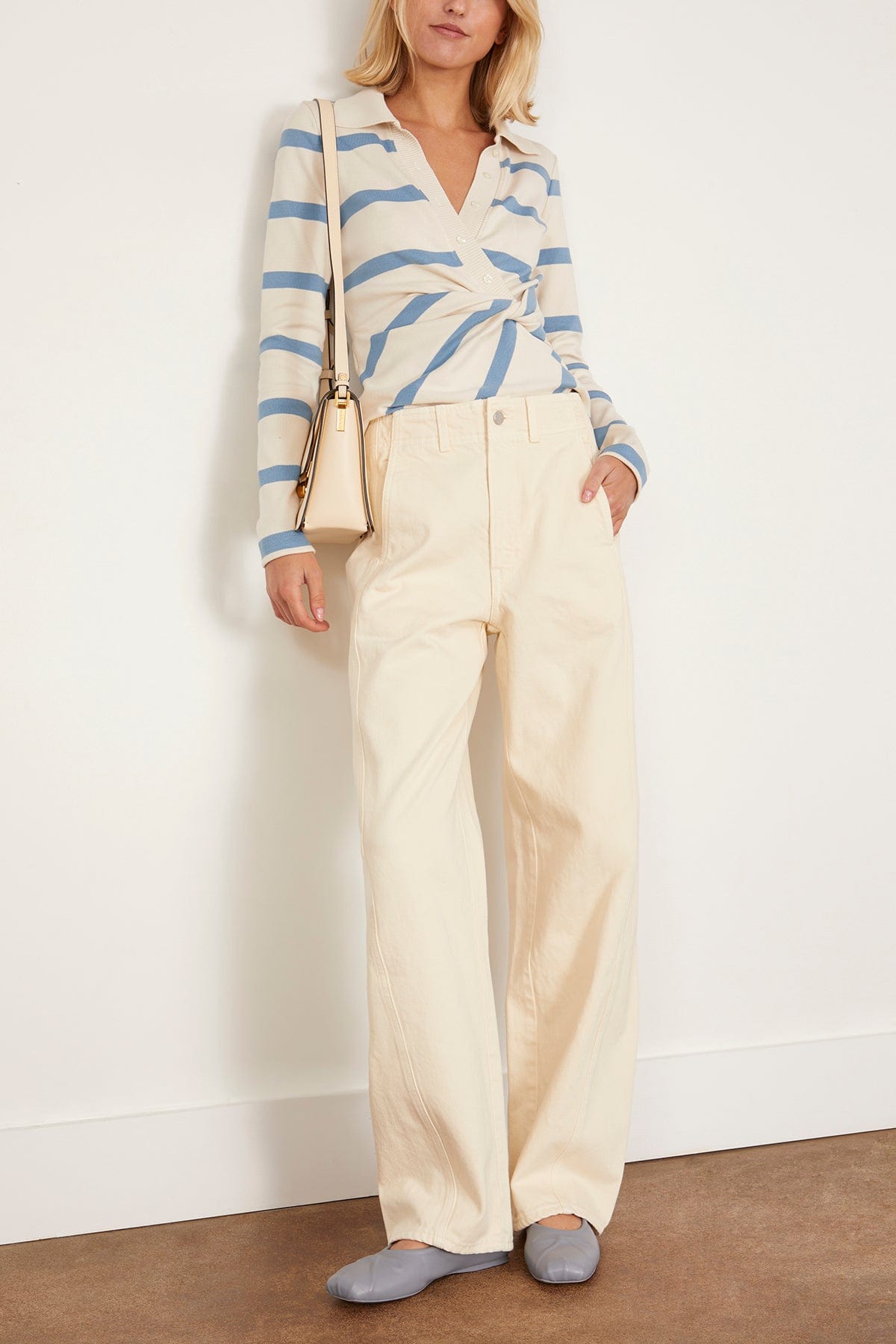 Tanya Taylor Tops Ellicot Top in Cream/Blue Bird Wide Stripe Tanya Taylor Ellicot Top in Cream/Blue Bird Wide Stripe