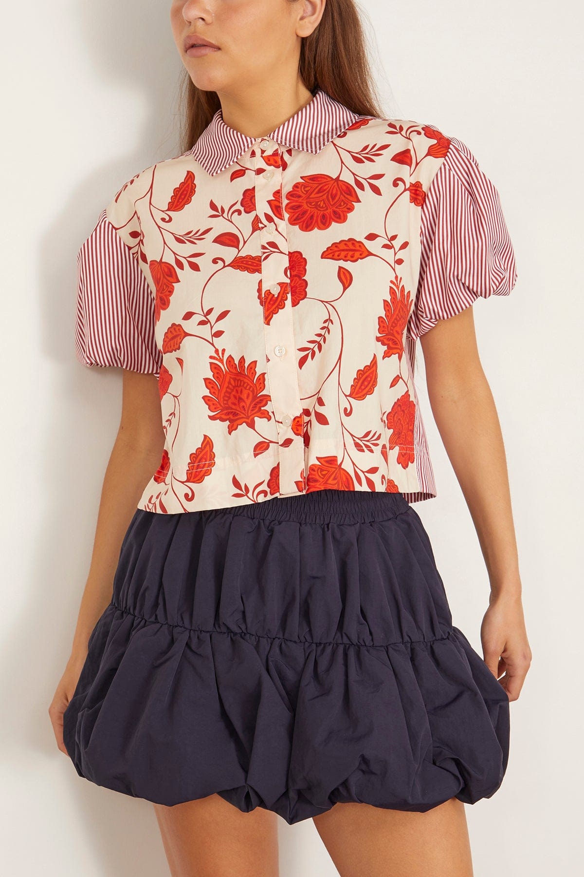 Tanya Taylor Elza Top in Cream/Tomato