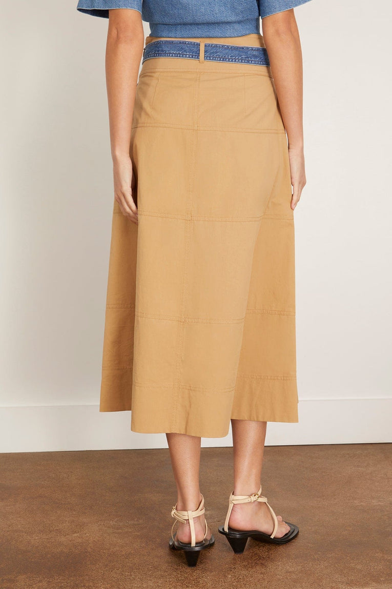 Tanya Taylor Hudson Skirt in Dark Khaki with Medium Indigo Multi