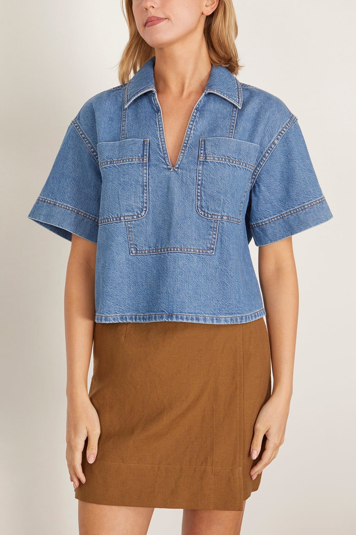 Tanya Taylor Jade Top in Medium Indigo Blue
