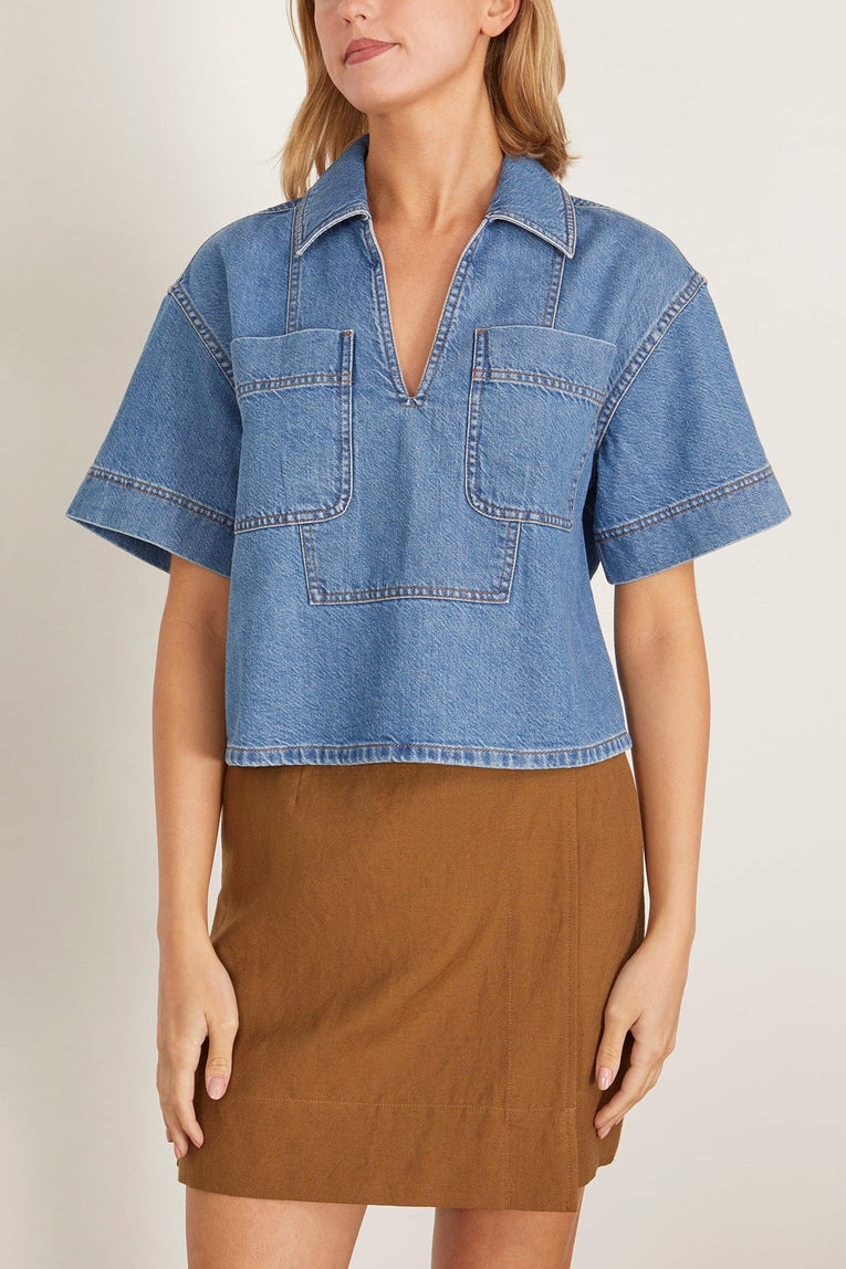 Tanya Taylor Jade Top in Medium Indigo Blue