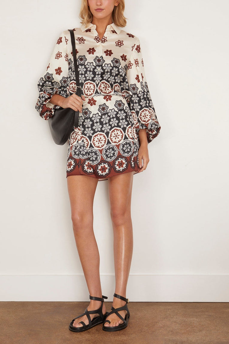 Tanya Taylor Lydia Skirt in Cream/Deep Clay Multi