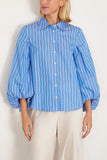 Tanya Taylor Tops Marina Stripe Top in Cerulean Blue/Cream/Multi Tanya Taylor Marina Stripe Top in Cerulean Blue/Cream/Multi