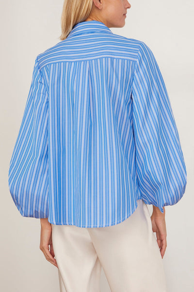 Tanya Taylor Tops Marina Stripe Top in Cerulean Blue/Cream/Multi Tanya Taylor Marina Stripe Top in Cerulean Blue/Cream/Multi