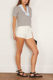 Tanya Taylor Melanie Top in Cream/Maritime Blue Thin Stripe