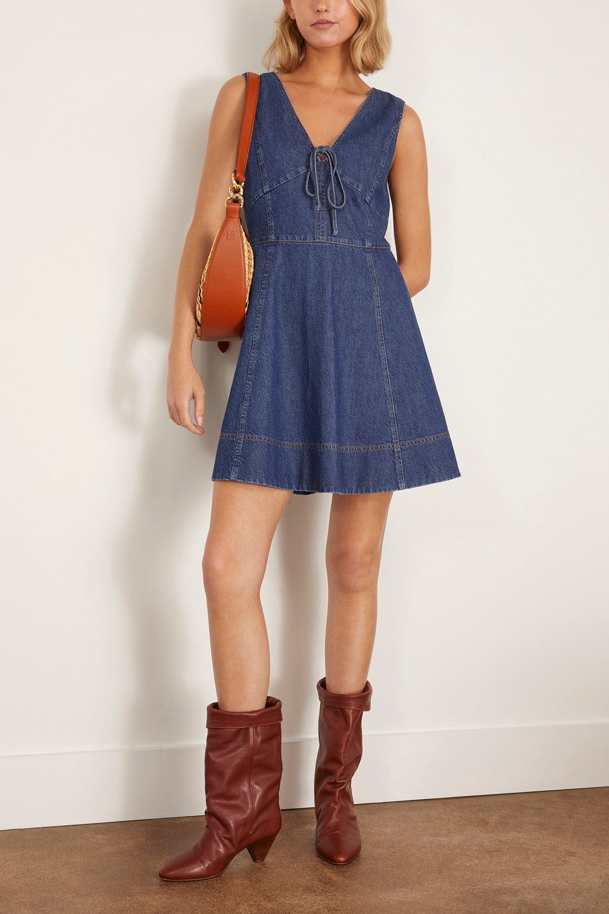 ann taylor denim dress Tanya | Nova | Classic Indigo Blue Mini Dress Done in timeless denim Tanya Taylor Nova Dress in