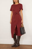 Tanya Taylor Short Sleeve Cody Dress in Raisin