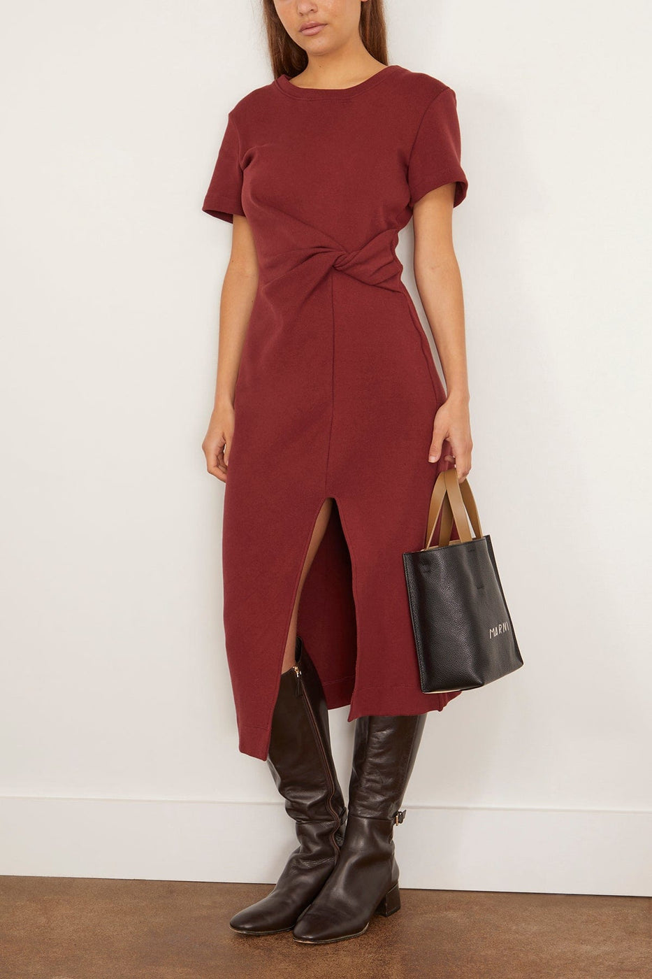 Tanya Taylor Short Sleeve Cody Dress in Raisin