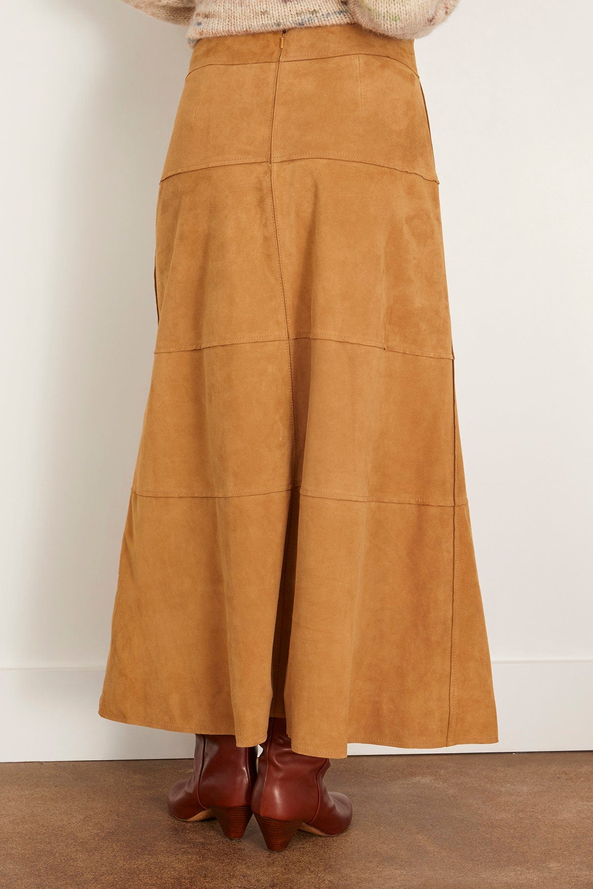 Tanya Taylor Suede Hudson Skirt in Camel