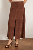 Tanya Taylor Suede Hudson Skirt in Chocolate