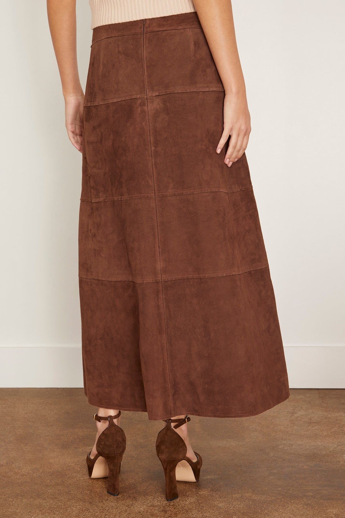 Tanya Taylor Suede Hudson Skirt in Chocolate