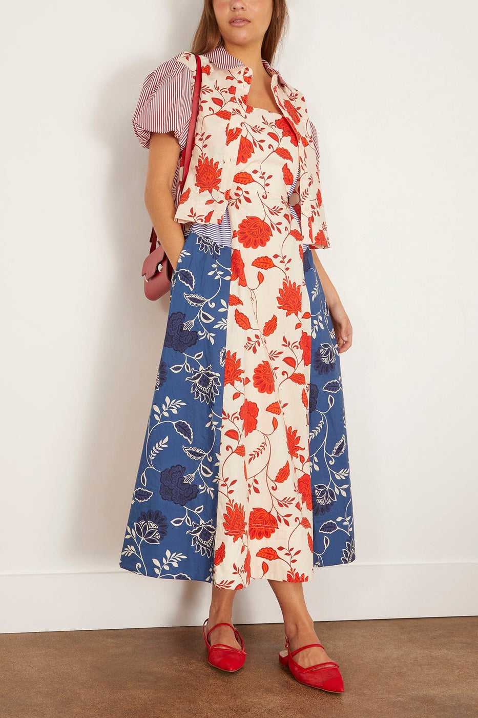 Tanya Taylor Tavira Dress in Cream/Tomato/Stripe Multi