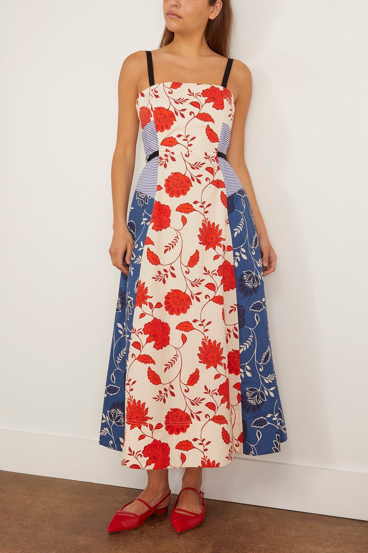 Tanya Taylor Tavira Dress in Cream/Tomato/Stripe Multi