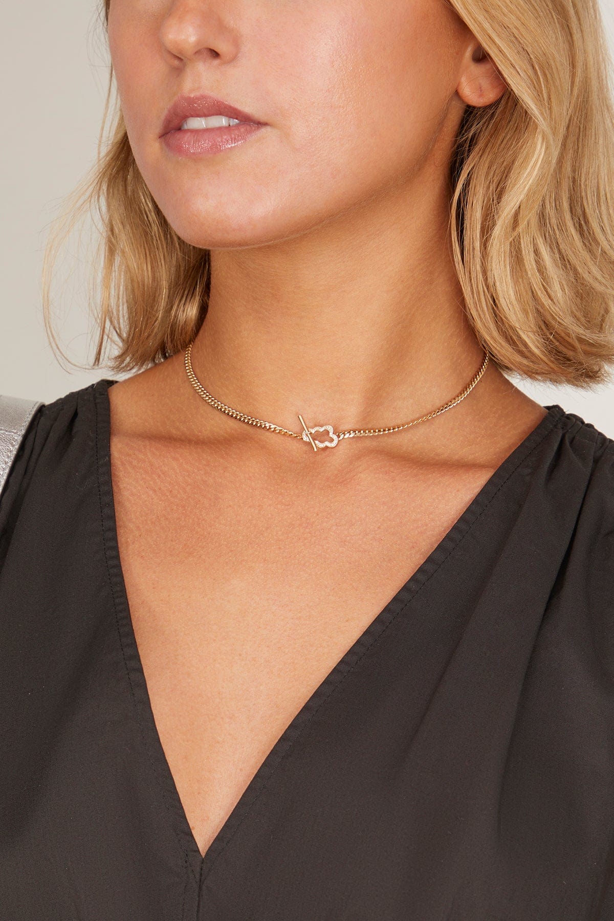 The Finest Stack Cloud Toggle Necklace in 14K Yellow Gold