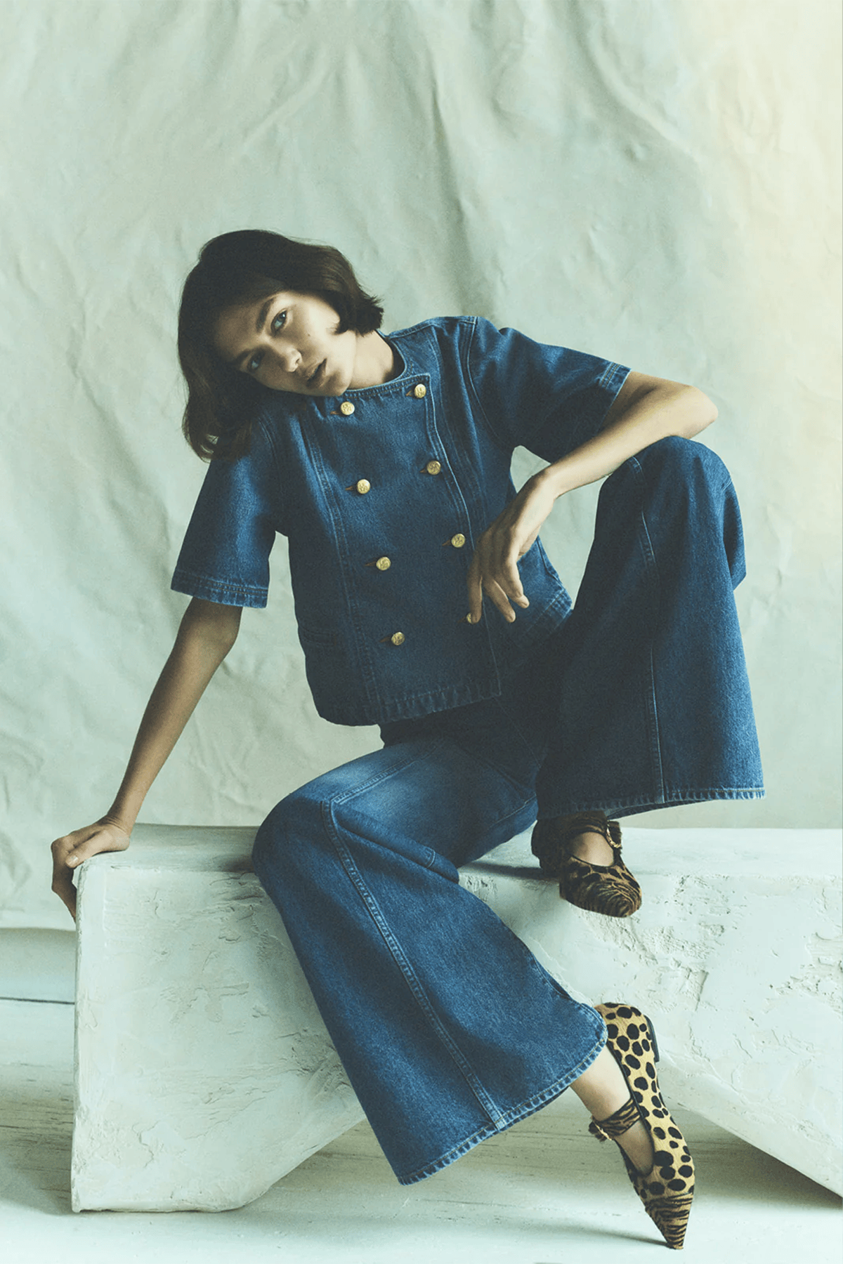 Ulla Johnson The Serge Short Sleeve Jacket in Danube