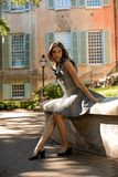 Brandon Maxwell The Sophie Crew Neck Fitted Mini Dress in Prince of Wales Plaid