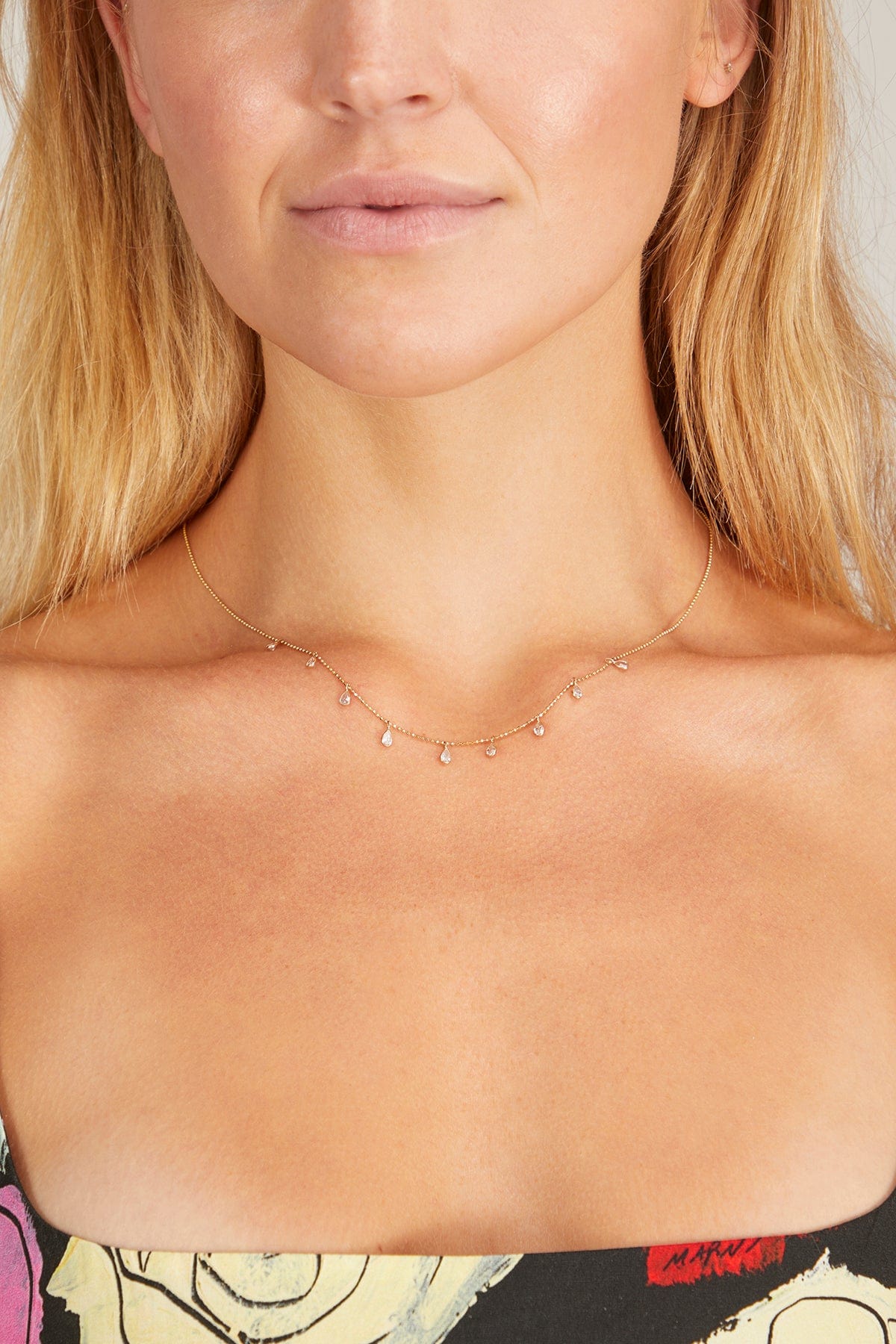 Theodosia Necklaces Diamond Teardrop Fringe Necklace in Yellow Gold Theodosia Diamond Teardrop Fringe Necklace in Yellow Gold