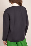 Tibi Bonded Viscose Sculpted Polo in Dark Navy