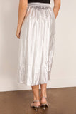 Tibi Metallic Nylon Pull On Full Skirt in Silver