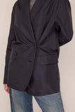 Tibi Nylon Liam Blazer in Navy