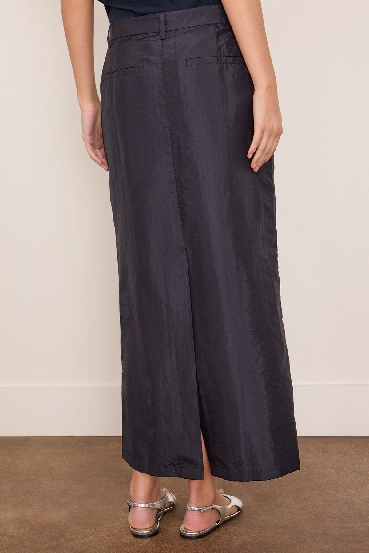 Tibi Nylon Maxi Skirt in Navy