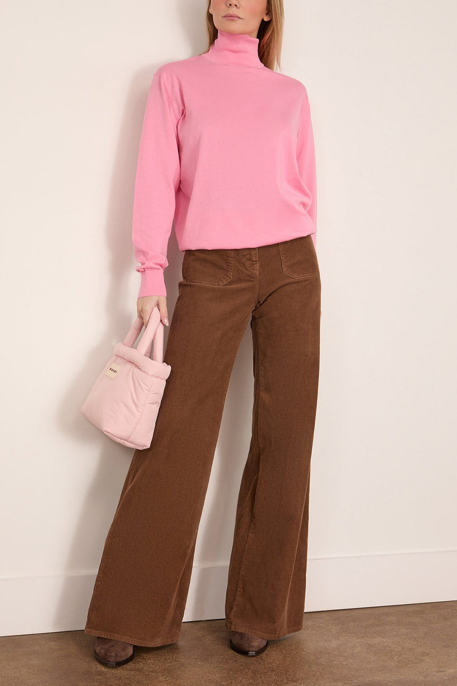 Tibi Perfect Turtleneck Pullover in Bubble Gum Pink