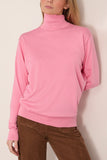 Tibi Perfect Turtleneck Pullover in Bubble Gum Pink