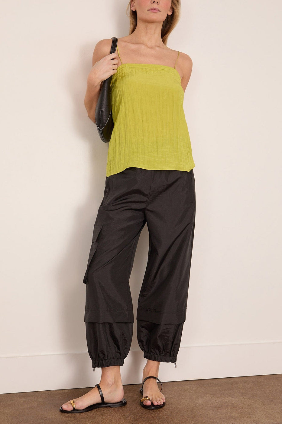 Tibi The Crinkle Slip Cami in Peapod