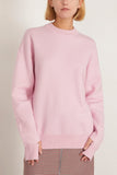 Tibi Boiled Wool Crewneck Easy Pullover in Pink