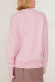 Tibi Boiled Wool Crewneck Easy Pullover in Pink