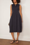 Tibi Bonded Twill Sleeveless Sculpted Dress in Navy