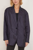 Tibi Jackets Crispy Nylon Liam Blazer in Navy Tibi Crispy Nylon Liam Blazer in Navy