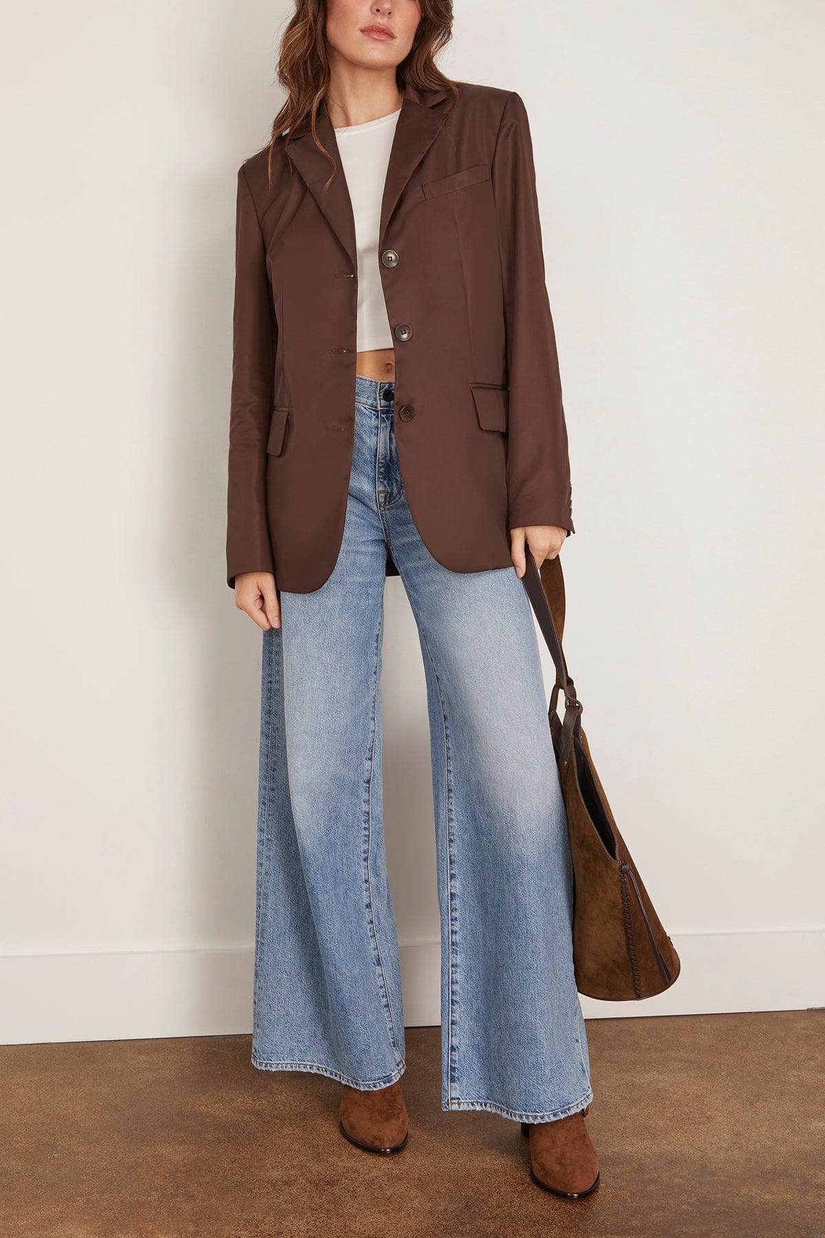 Tibi Eco Nylon Max Blazer in Brown