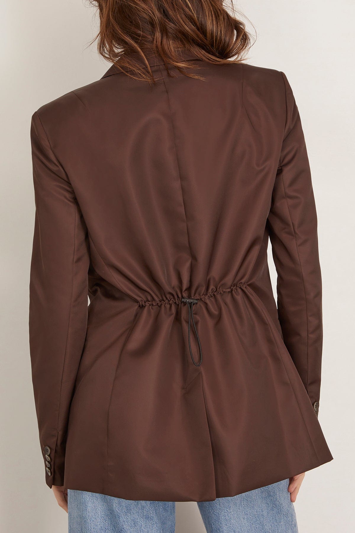 Tibi Eco Nylon Max Blazer in Brown