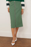 Tibi Leon Check Midi Trouser Zip Skirt in Green Multi